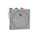 Schneider Electric - Unica - prise 2P+T - FR - 90° - affleurant - raccord rapide - Alu - méca seul