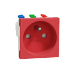 Schneider Electric - Unica - prise 2P+T - FR - 90° - goulotte - connexion rapide - Rouge - méca seul