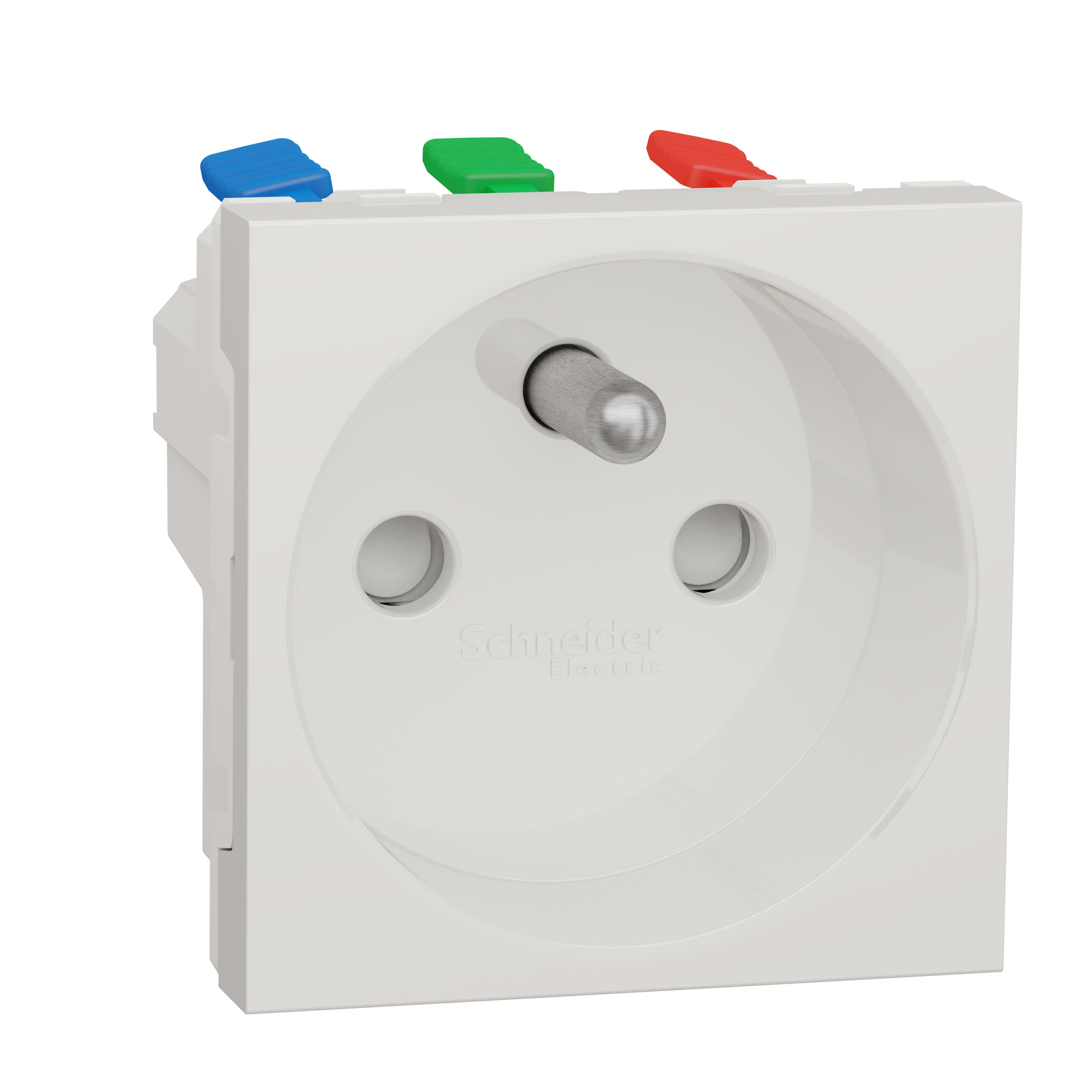 Schneider Electric - Unica - lot de 100 prises de courant 2P+T - blanc - mécanisme seul