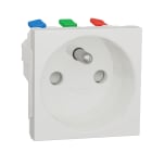 Schneider Electric - Unica - prise 2P+T - FR - 90° - raccord rapide travers - Blanc anti - méca seul