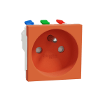 Schneider Electric - Unica - prise 2P+T - FR - 90° - raccord rapide traversant - Orange - méca seul