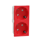 Schneider Electric - Unica - prise double 2P+T - DE - 45° - bornier à vis - Rouge - méca seul