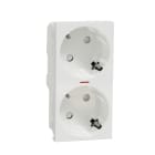 Schneider Electric - Unica - prise double lum 2P+T - DE - 45° - bornier à vis - Blanc - méca seul