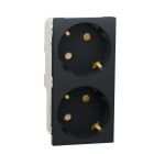 Schneider Electric - Unica - prise double 2P+T - DE - 45° - bornier à vis - Anthracite - méca seul