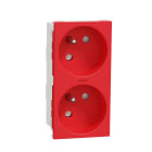 Schneider Electric - Unica - prise double lum 2P+T - FR - 45° - connexion rapide - Rouge - méca seul
