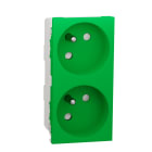 Schneider Electric - Unica - prise double 2P+T - FR - 45° - connexion rapide - Vert - méca seul