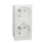 Schneider Electric - Unica - prise double lum 2P+T - FR - 45° - connexion rapide - Blanc - méca seul