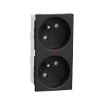 Schneider Electric - Unica - prise double lum 2P+T - FR - 45° - connex rapide - Anthracit - méca seul