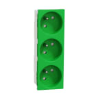 Schneider Electric - Unica - prise triple 2P+T - FR - 45° - Vert - méca seul