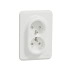 Schneider Electric - Unica - prise double 2P+T pour boîte 1P - FR - vis - Blanc - méca + plaque