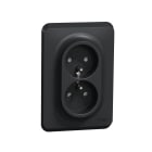 Schneider Electric - Unica - prise double 2P+T pour boîte 1P - FR - vis - Anthracite - méca + plaque