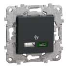 Schneider Electric - Unica - prise chargeur USB - C 45W + A 7,5W - 2 mod - anth - méca support fix