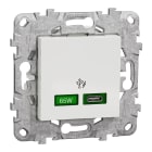 Schneider Electric - Unica - prise chargeur USB - C 65W forte puiss - 2mod - blanc - méca support fix