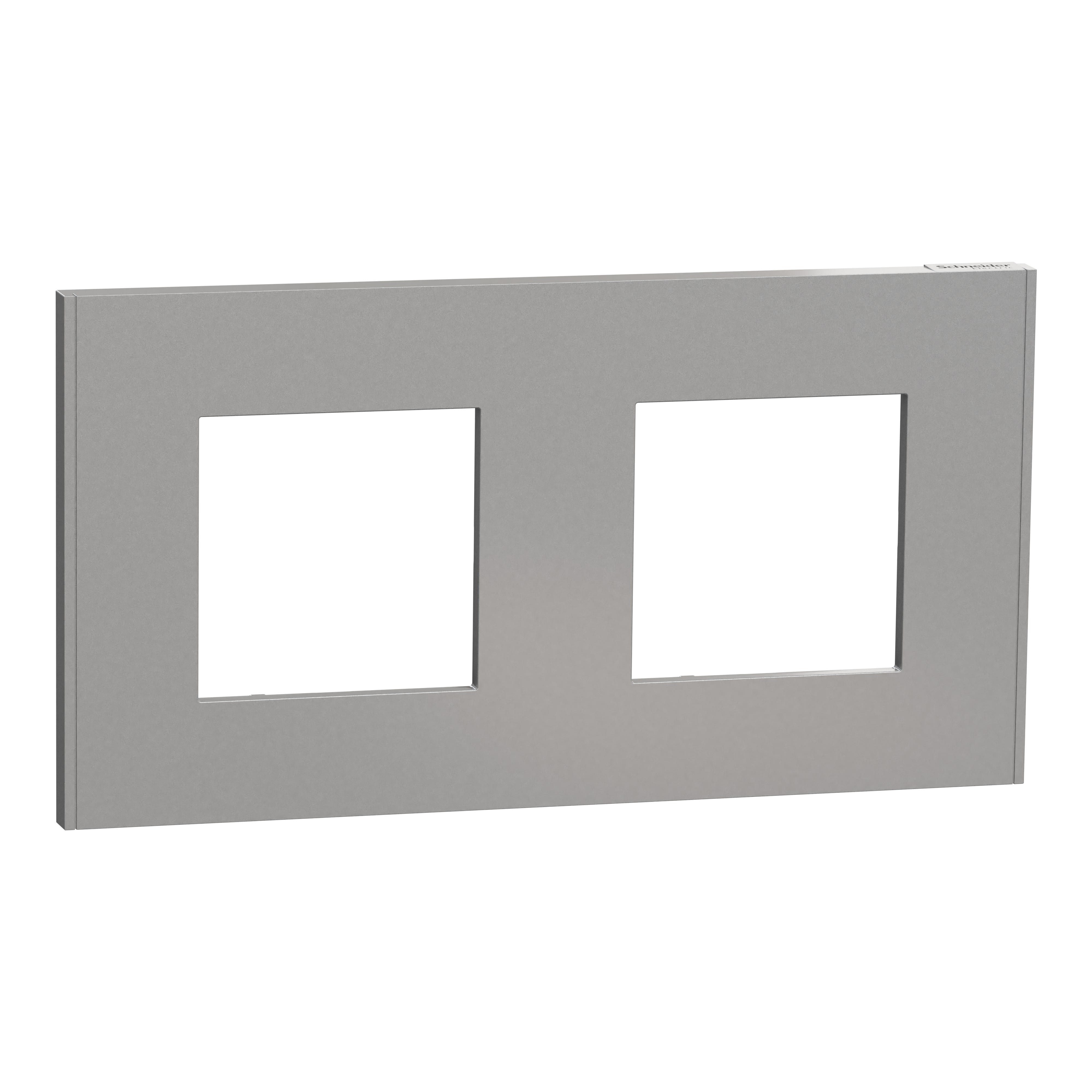 Schneider Electric - Unica Déco Essentielle - Plaque de finition - Aluminium - 2 postes horiz vert
