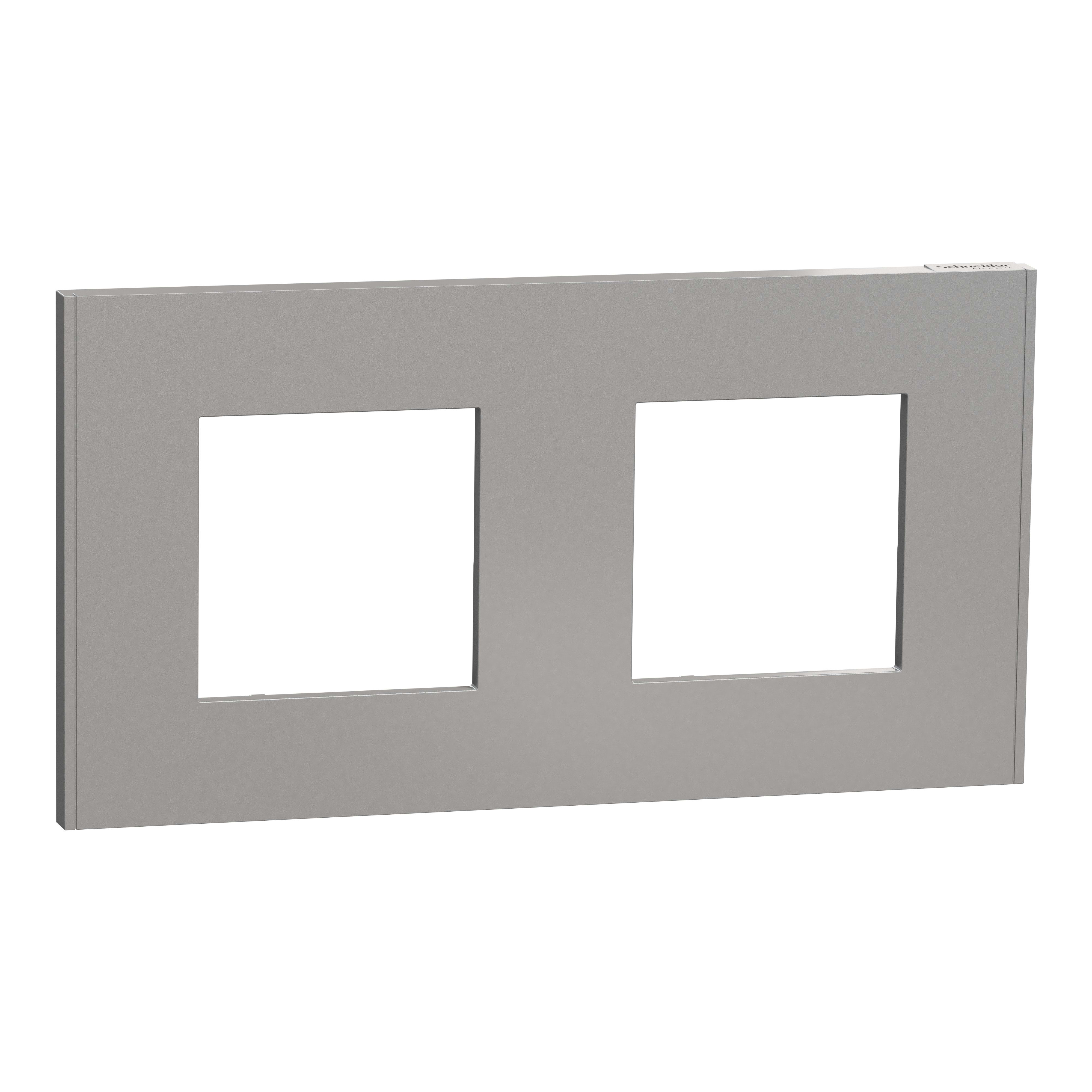 Schneider Electric - Unica Déco Essentielle - Plaque de finition - Aluminium - 2 postes horiz vert