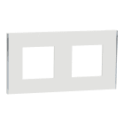 Schneider Electric - Unica Deco Subtile - Plaque de finition - Blanc lisere argent - 2P horiz vert