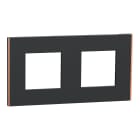 Schneider Electric - Unica Déco Subtile - Plaque de finition - Anthra liseré cuivre - 2P horiz vert