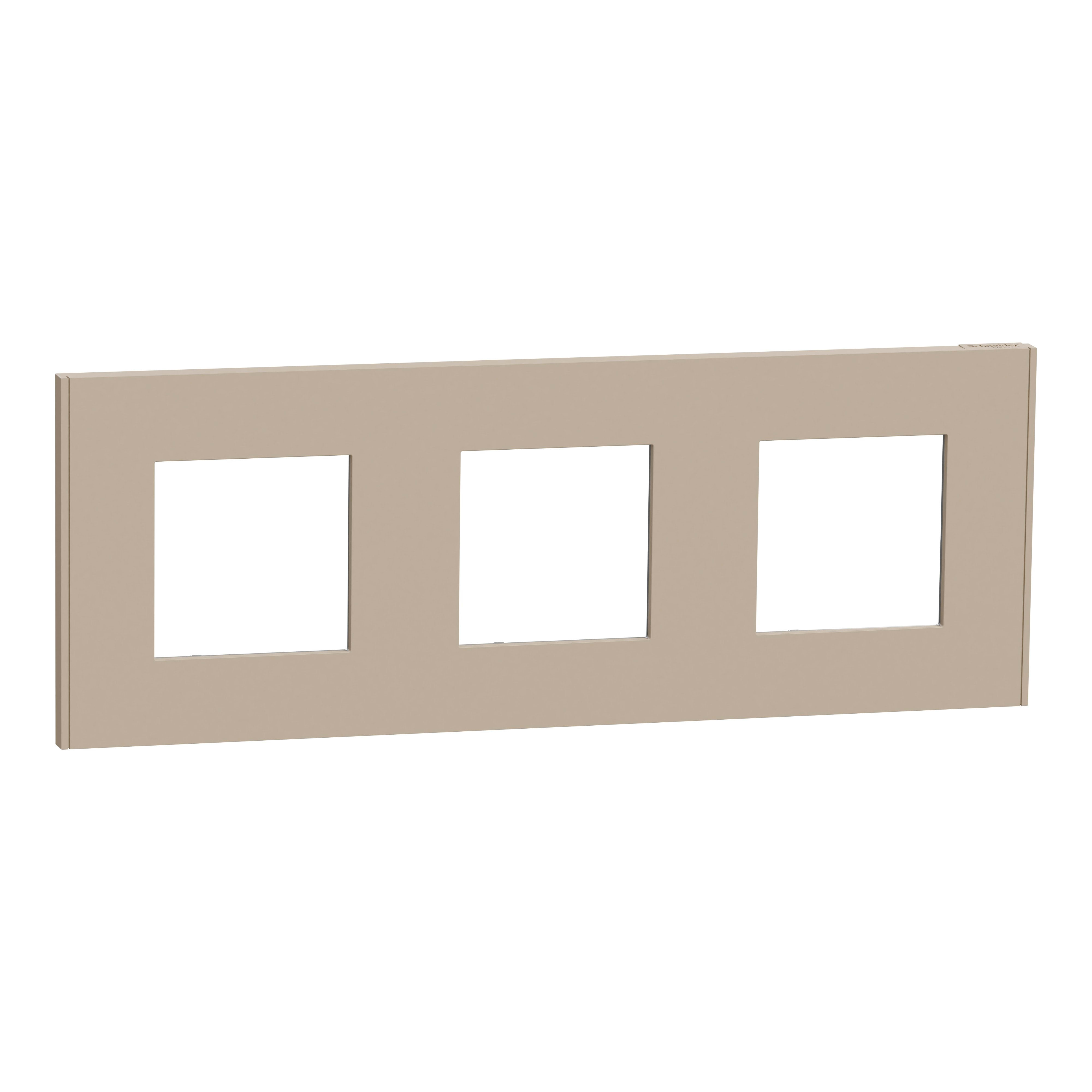Schneider Electric - Unica Déco Essentielle - Plaque de finition - Taupe - 3 postes horiz vert
