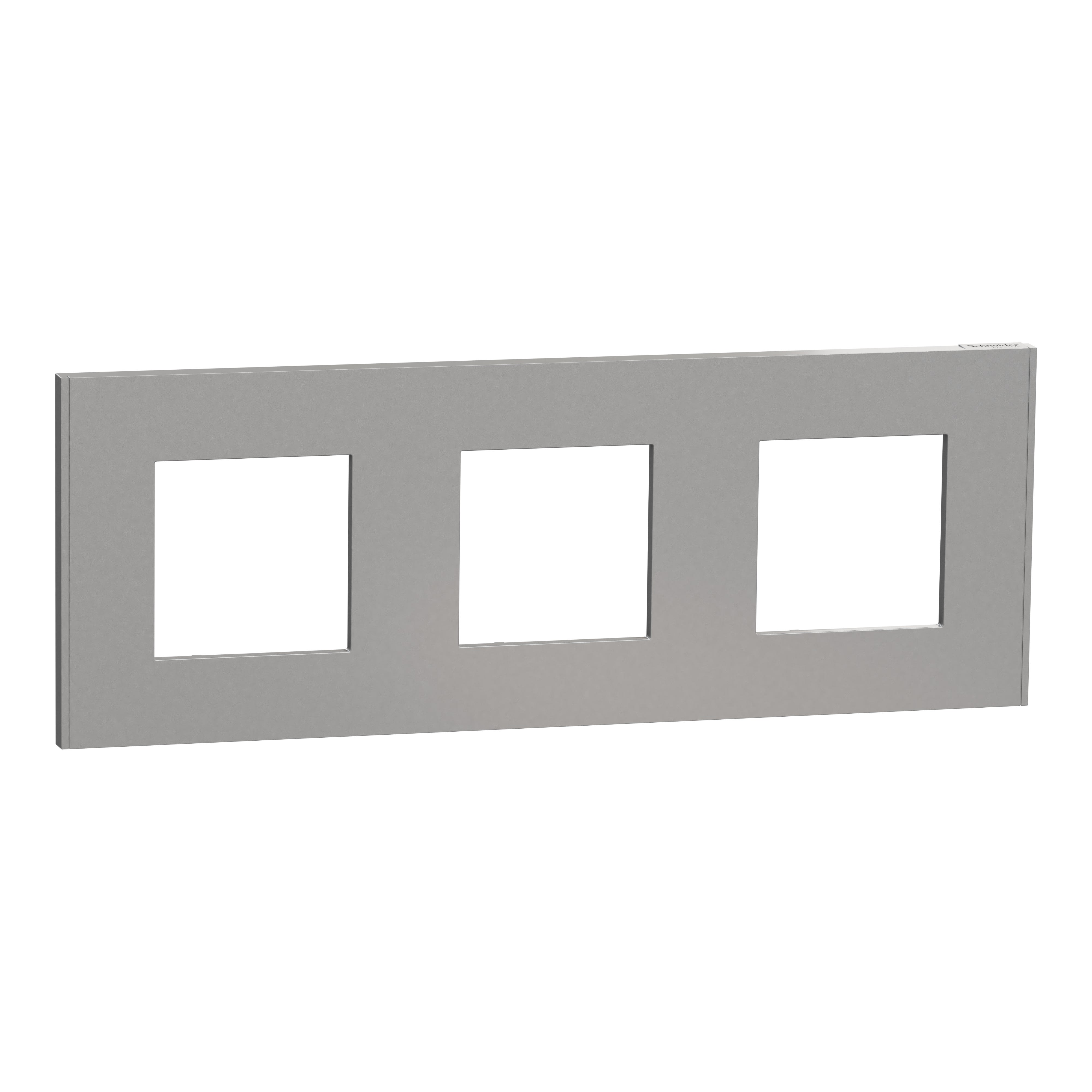 Schneider Electric - Unica Déco Essentielle - Plaque de finition - Aluminium - 3 postes horiz vert
