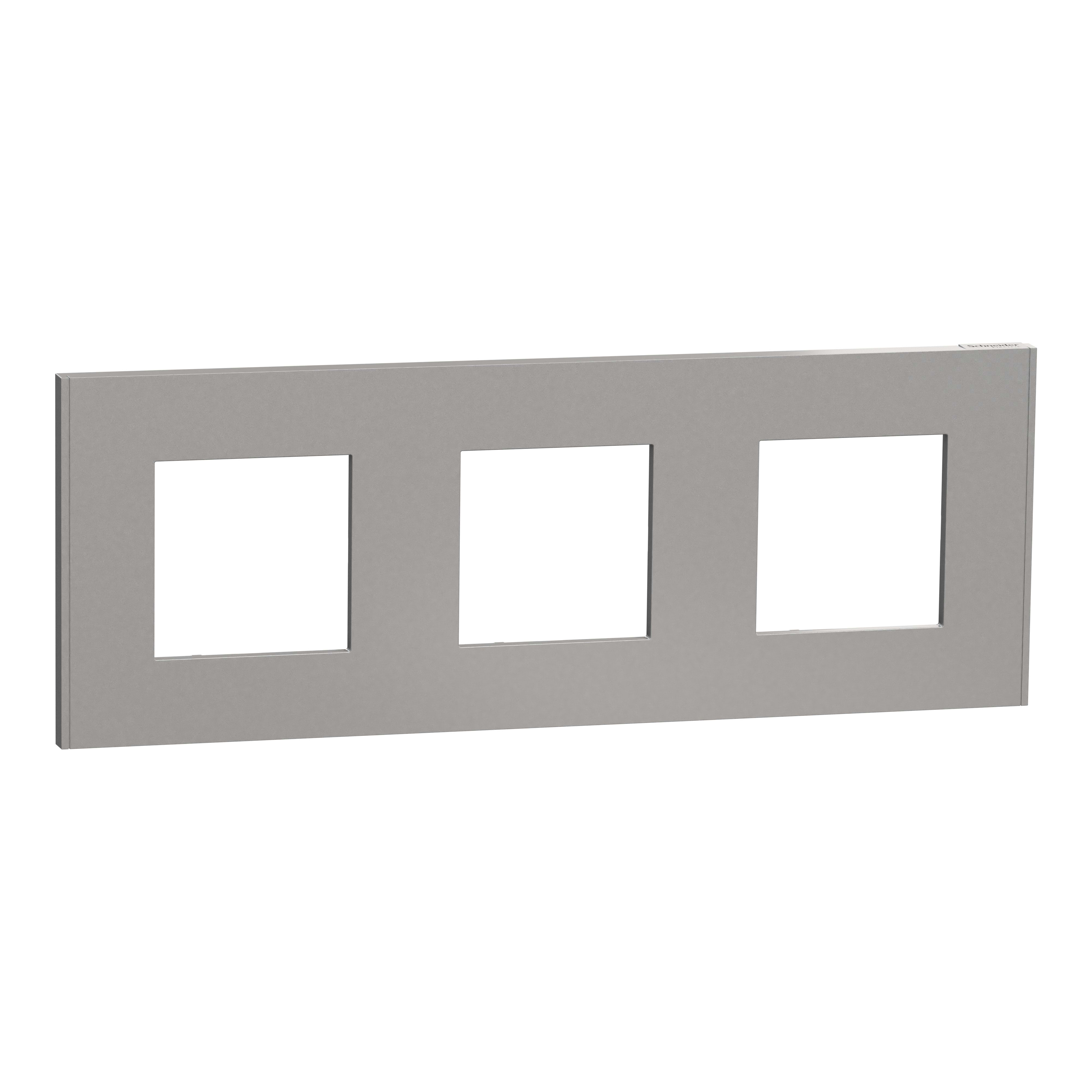 Schneider Electric - Unica Déco Essentielle - Plaque de finition - Aluminium - 3 postes horiz vert