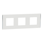 Schneider Electric - Unica Déco Subtile - Plaque de finition - Blanc liseré argent - 3P horiz vert