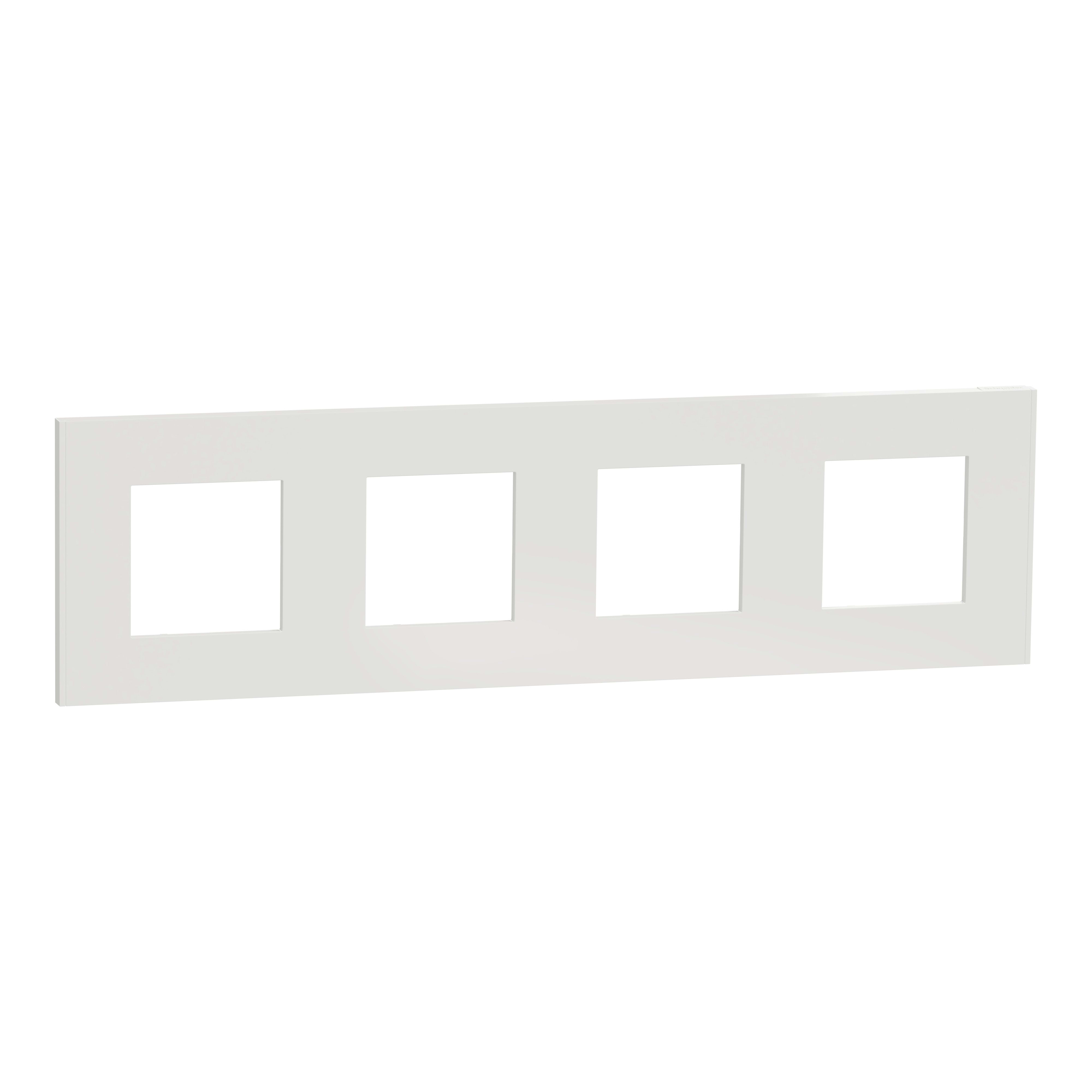 Schneider Electric - Unica Déco Essentielle - Plaque de finition - Blanc - 4 postes horiz vert