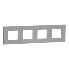 Schneider Electric - Unica Déco Essentielle - Plaque de finition - Aluminium - 4 postes horiz vert