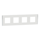 Schneider Electric - Unica Déco Subtile - Plaque de finition - Blanc liseré argent - 4P horiz vert