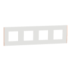 Schneider Electric - Unica Déco Subtile - Plaque de finition - Blanc liseré cuivre - 4P horiz vert