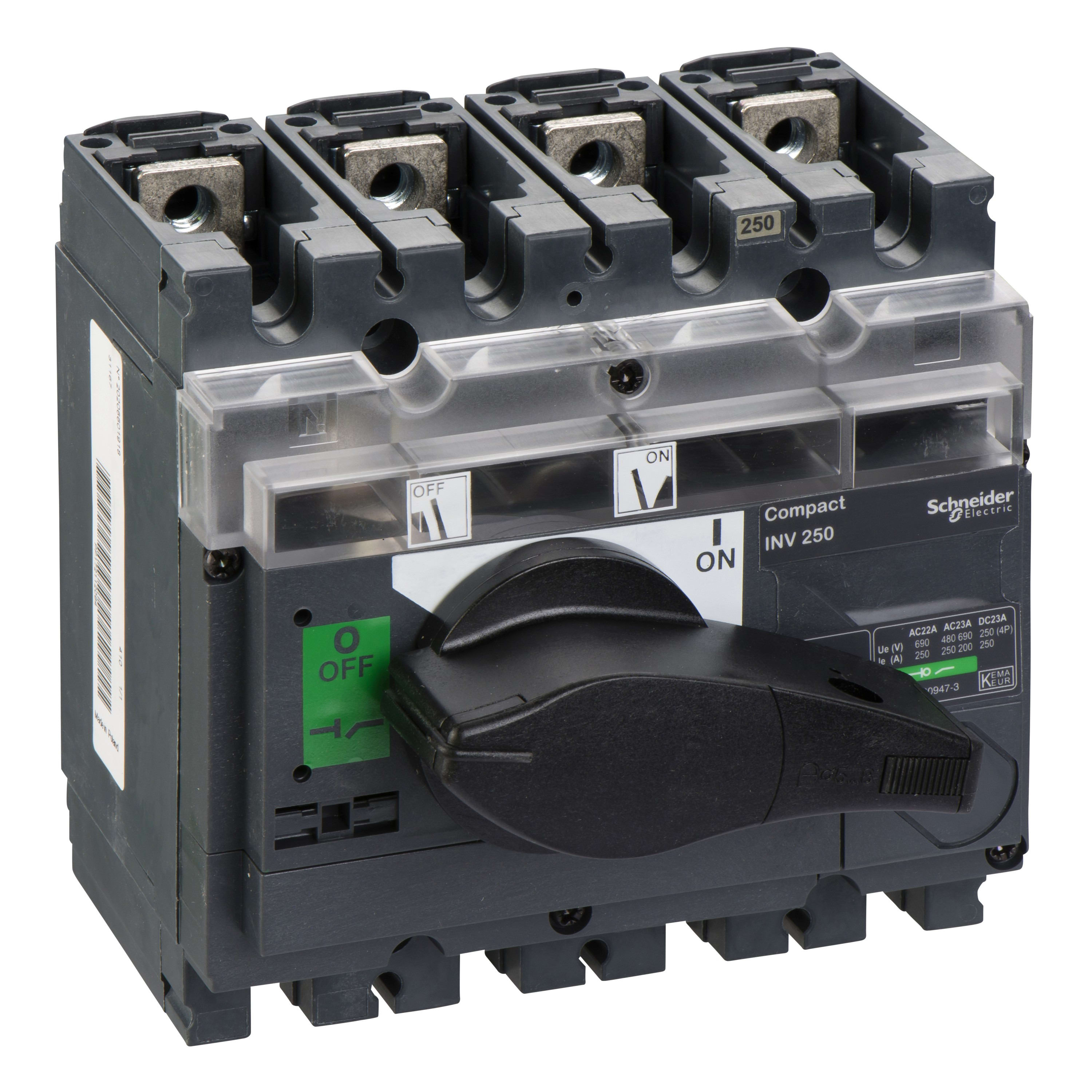 Schneider Electric - Interrupteur sectionneur à coupure visible - poignée noire -  INV250 4P 250A