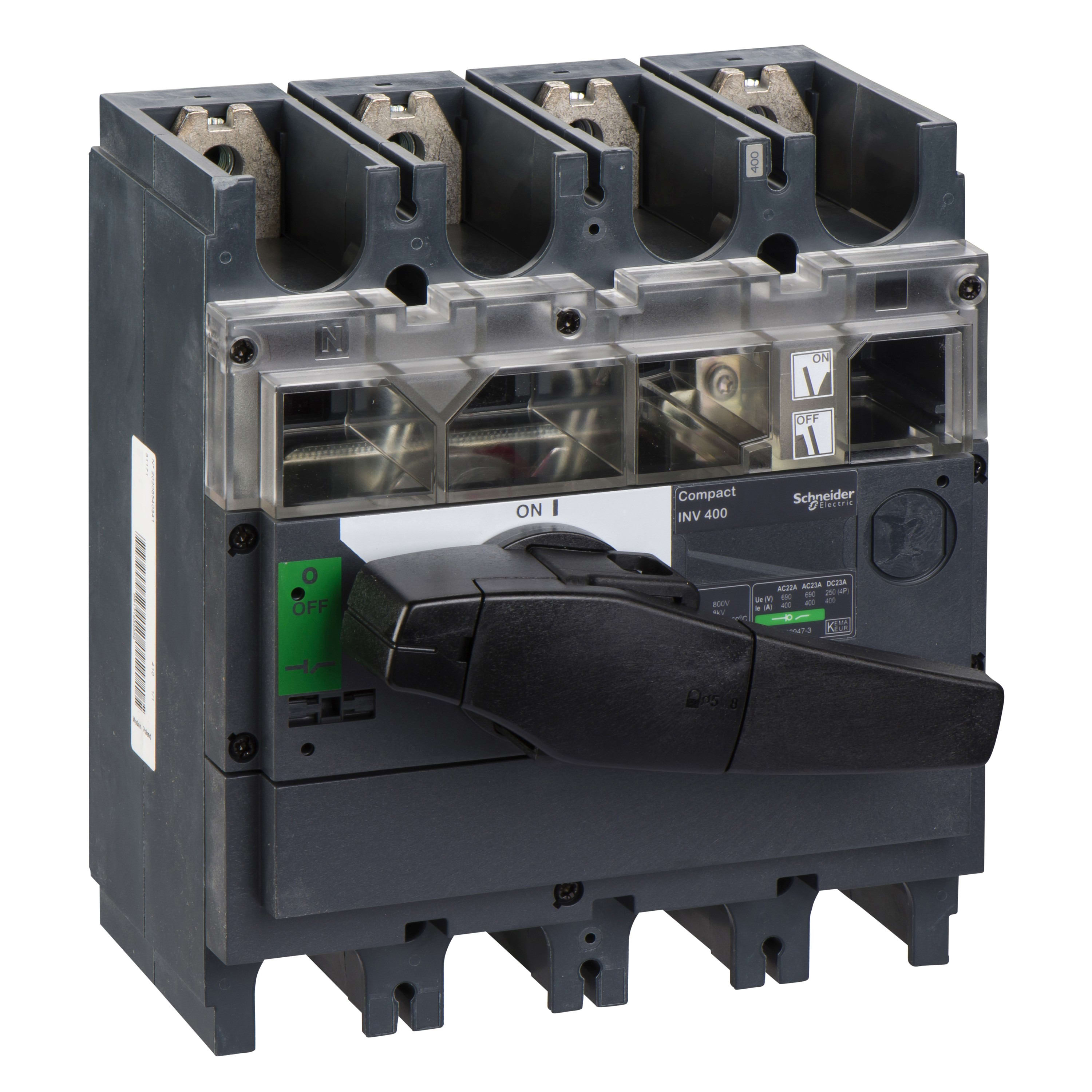 Schneider Electric - Interrupteur sectionneur à coupure visible - poignée noire -  INV400 4P 400A
