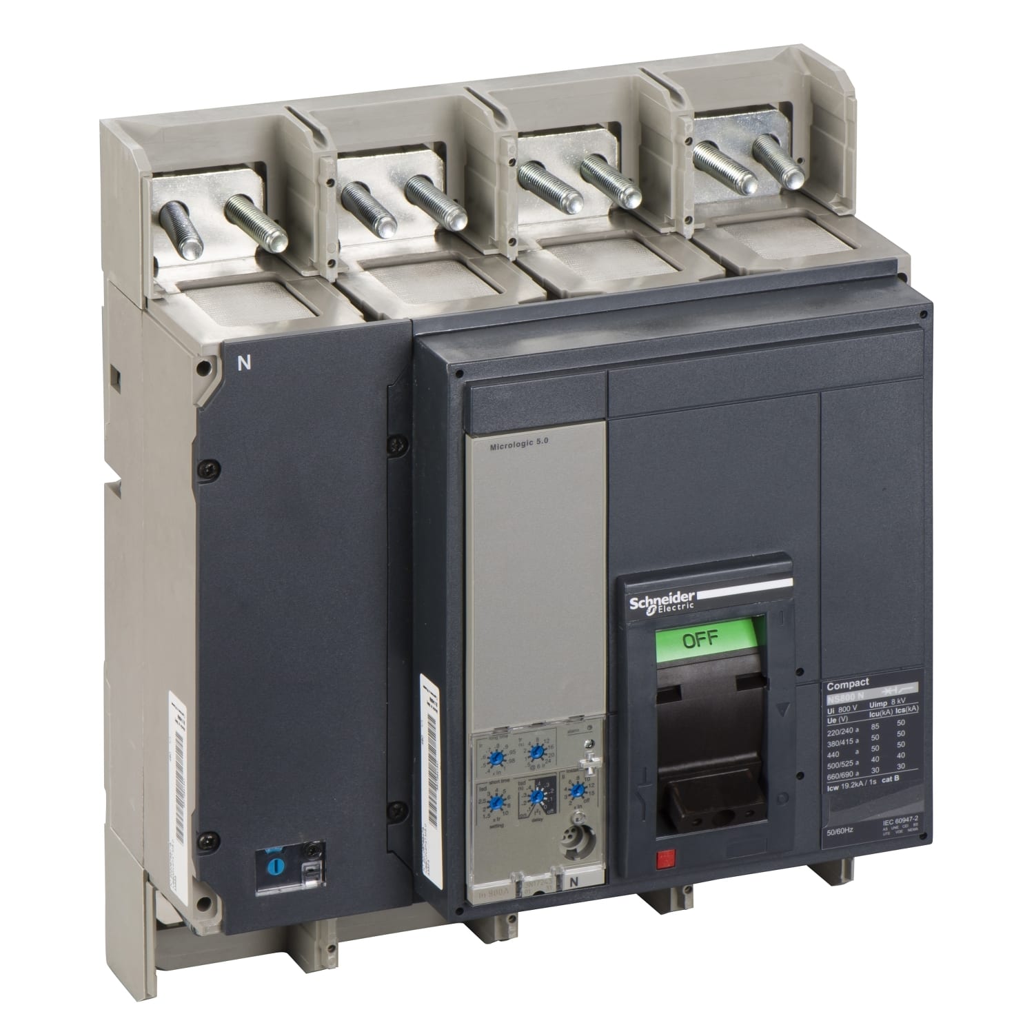 Schneider Electric - ComPact NS800N - disjoncteur - 4P4D - 50KA - Micrologic 5.0 - fixe prise avant