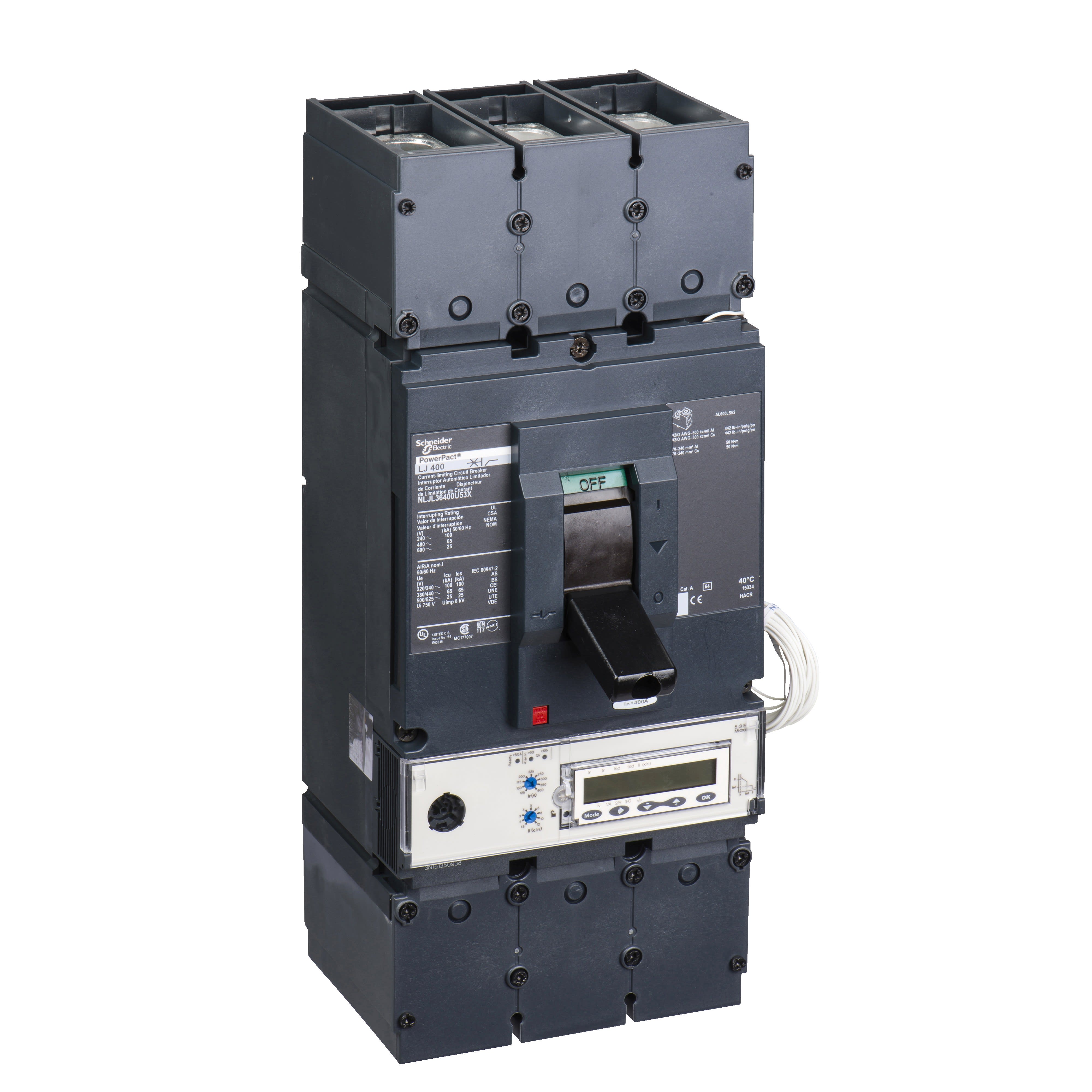 Schneider Electric - PowerPact L - disjoncteur 600A - avec bornes - 65kA Micrologic 3.3 600A 3P 3d