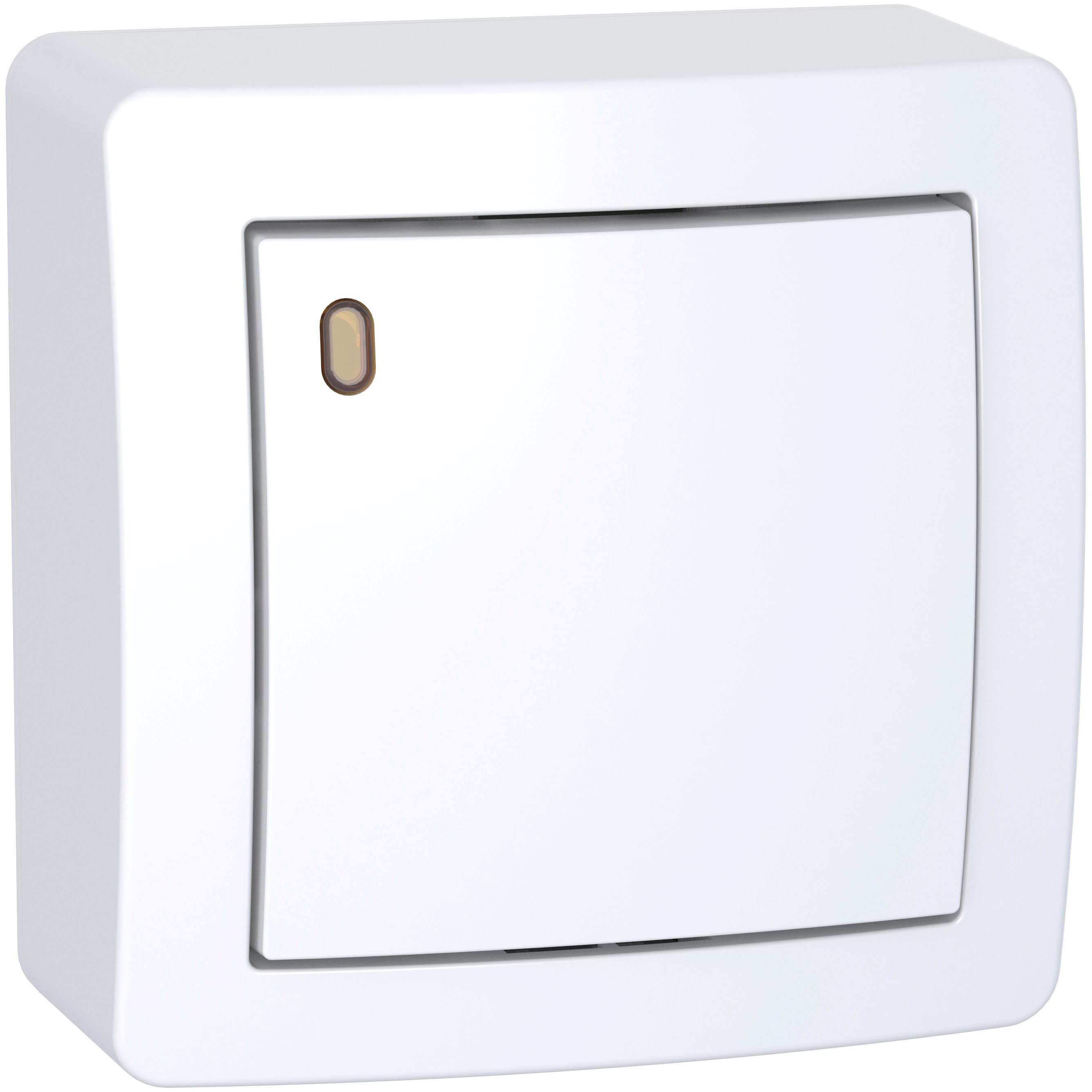 Schneider Electric - Alréa, Poussoir O/F lumineux faible conso avec cadre saillie, blanc polaire