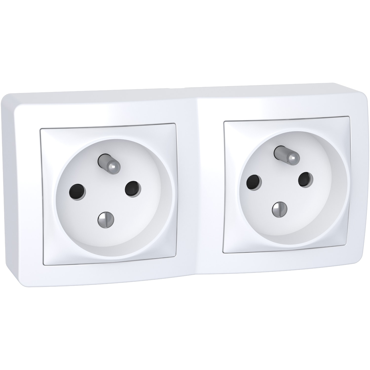 Schneider Electric - Alréa double prise de courant 2P + T connexion à vis, avec cadre saillie blanc P