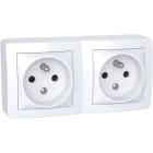 Schneider Electric - Alréa double prise de courant 2P + T connexion à vis, avec cadre saillie blanc P