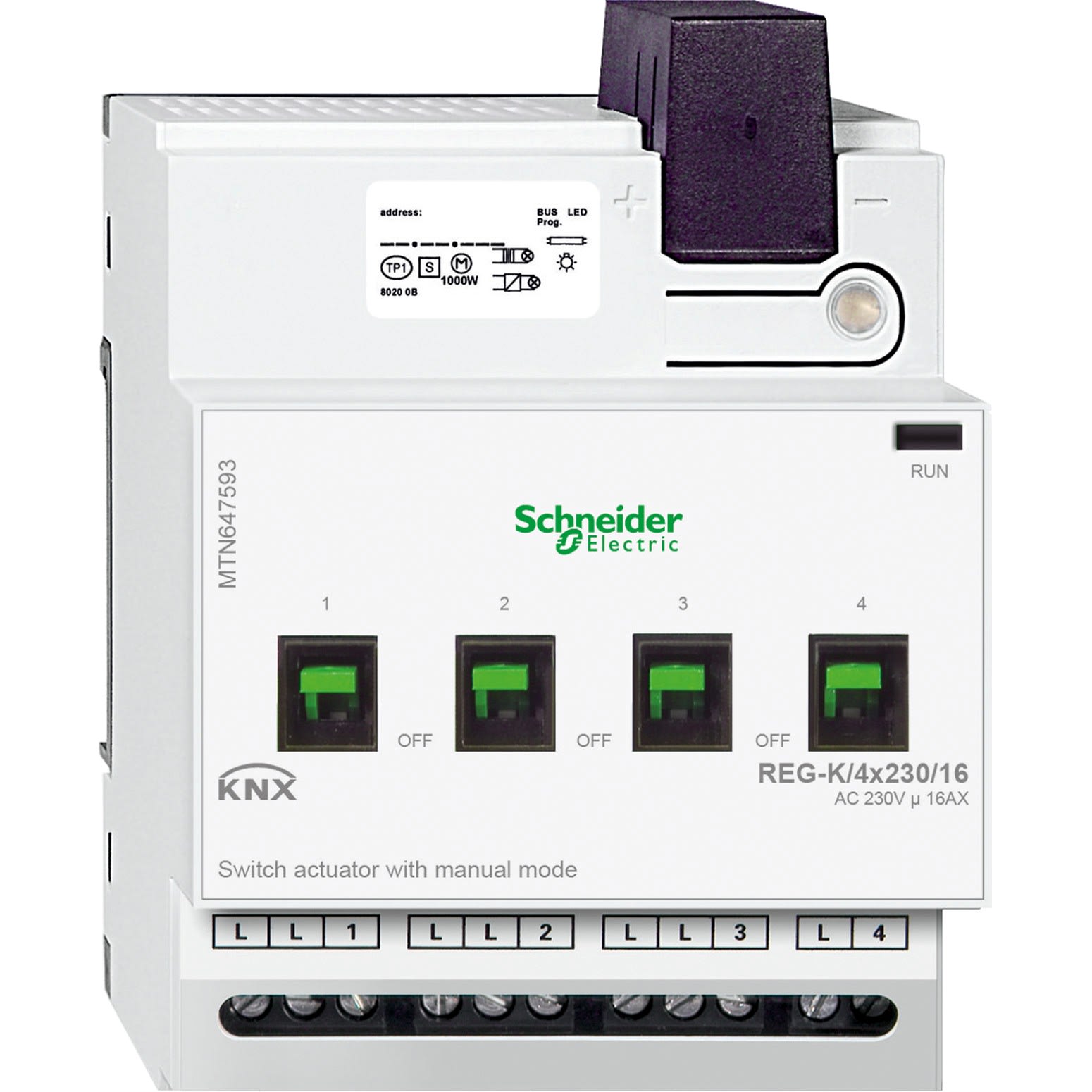 Schneider Electric - KNX - actionneur de commutation - 4x230V - 16A - a commande manuelle