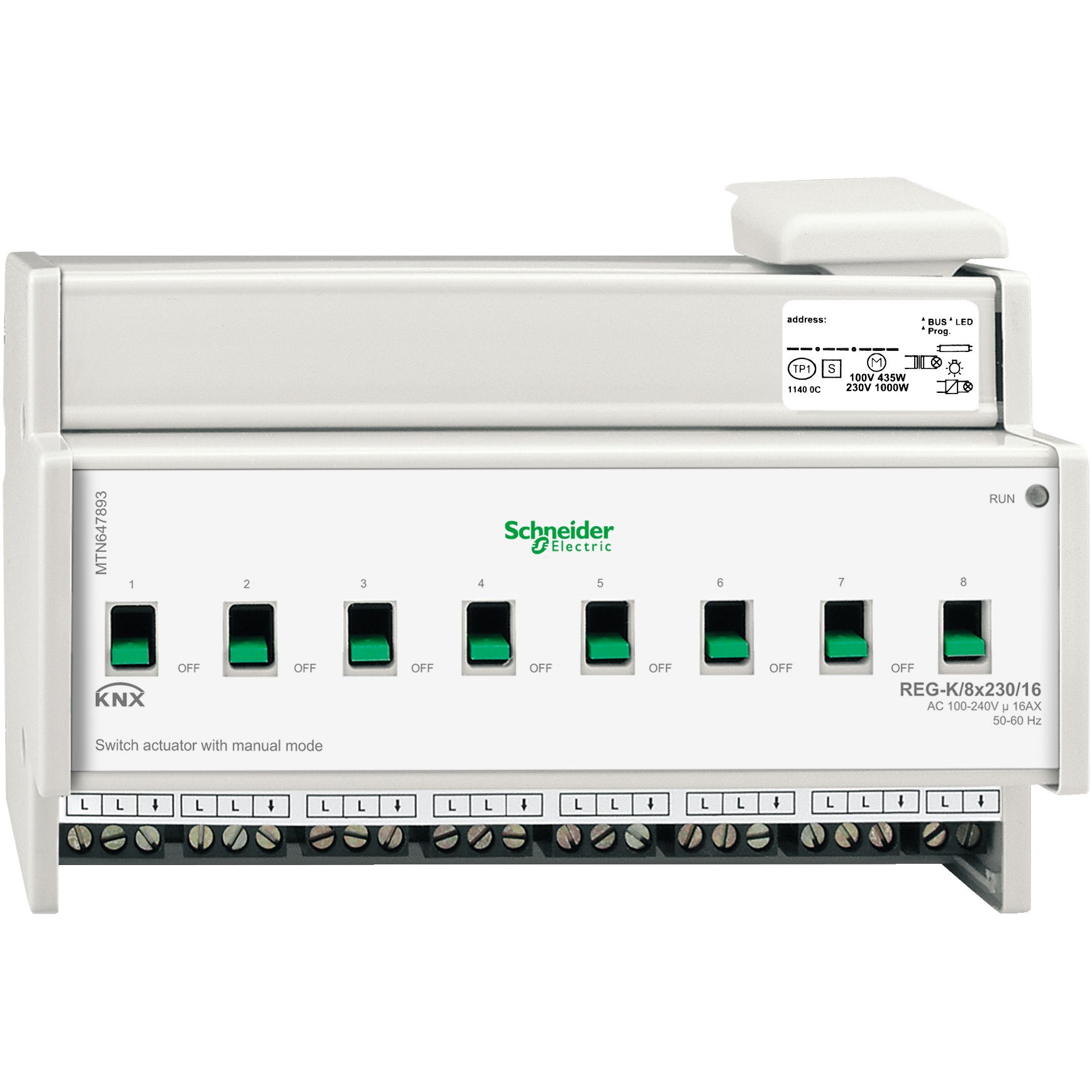 Schneider Electric - KNX - actionneur de commutation - 8x230V - 16A - à commande manuelle