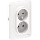 Schneider Electric - Ovalis - double prise de courant - 2P+T - rénovation pour boîte simple Blanc
