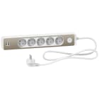 Schneider Electric - Odace - Rallonge multiprises 5 prises 2P+T - blanche/bronze - 2USB - 1,5m