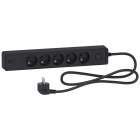 Schneider Electric - Odace - Rallonge multiprises 5 prises 2P+T - anthracite - 2USB - 1,5m