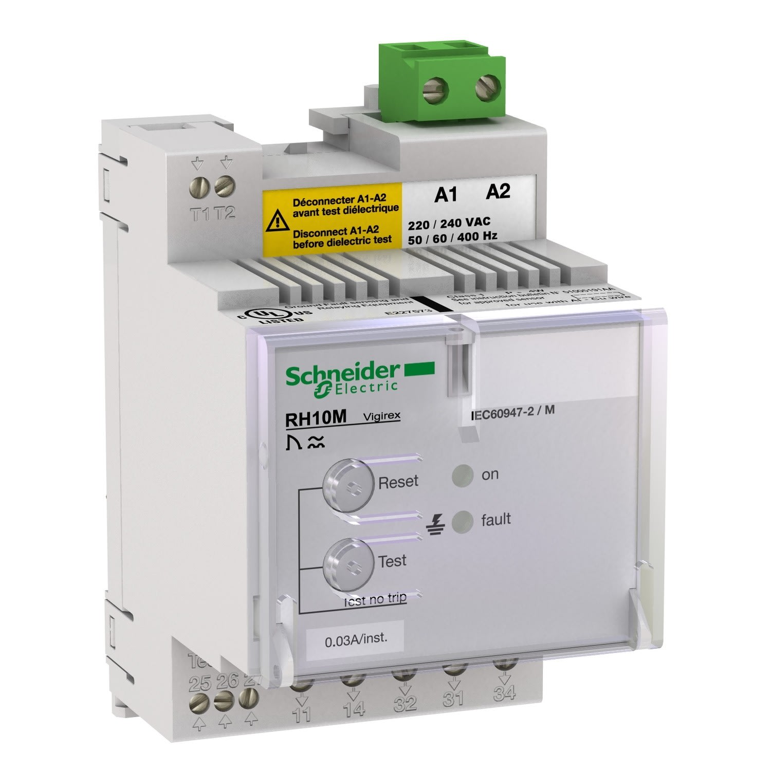 Schneider Electric - Vigirex RH10M 12-24VAC-12-48VCC sensibilite 0,3A - instantane