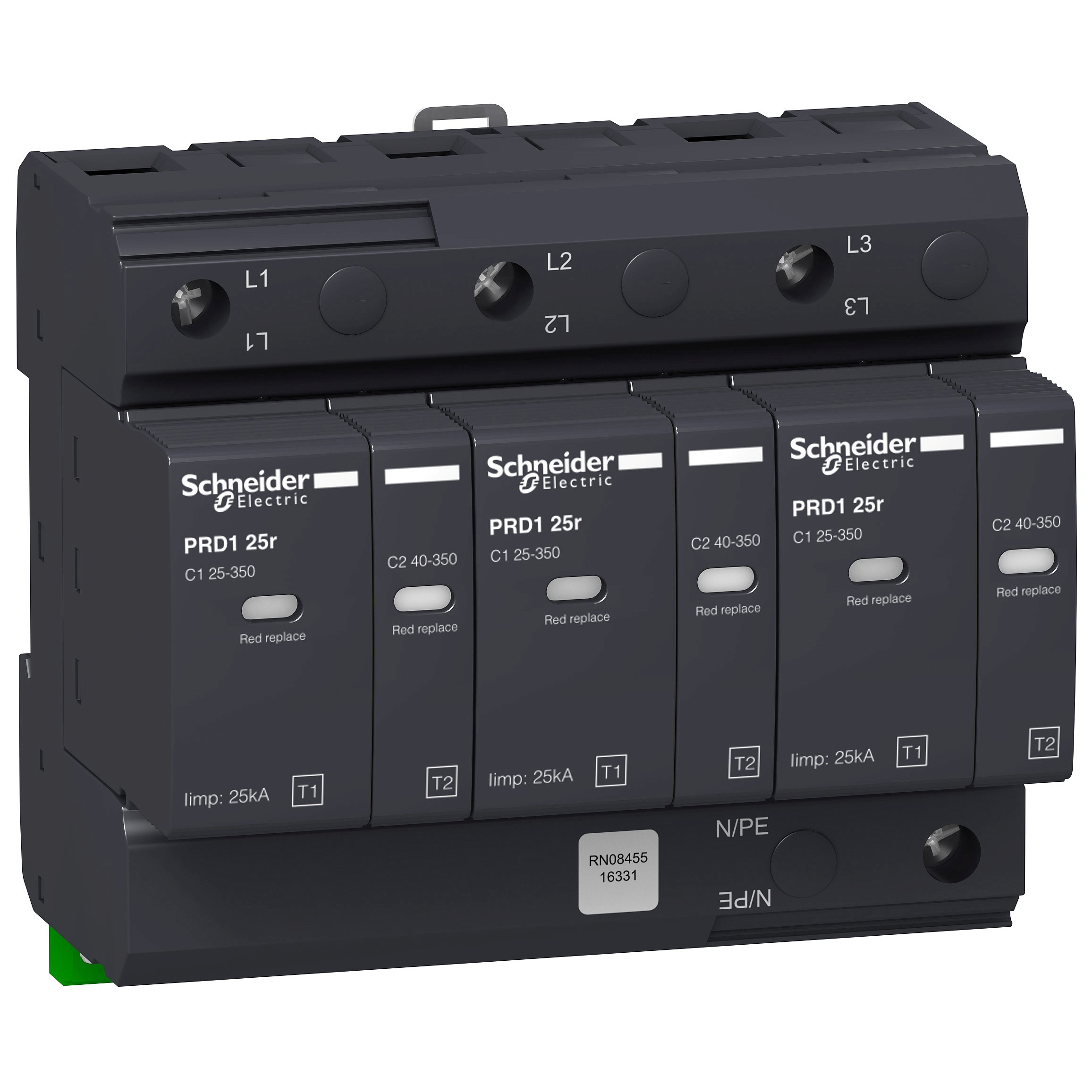Schneider Electric - Acti9 - Parafoudre PRD1 25r - 3P - Débrochable - 350V - report de signalisation
