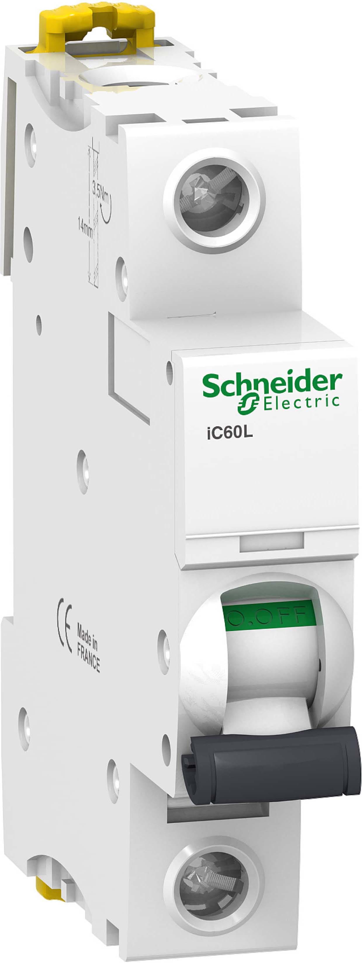 Schneider Electric - Acti9 iC60L - Disjoncteur - 1P - 6A - Courbe C - 230Vac - 15000A/25kA