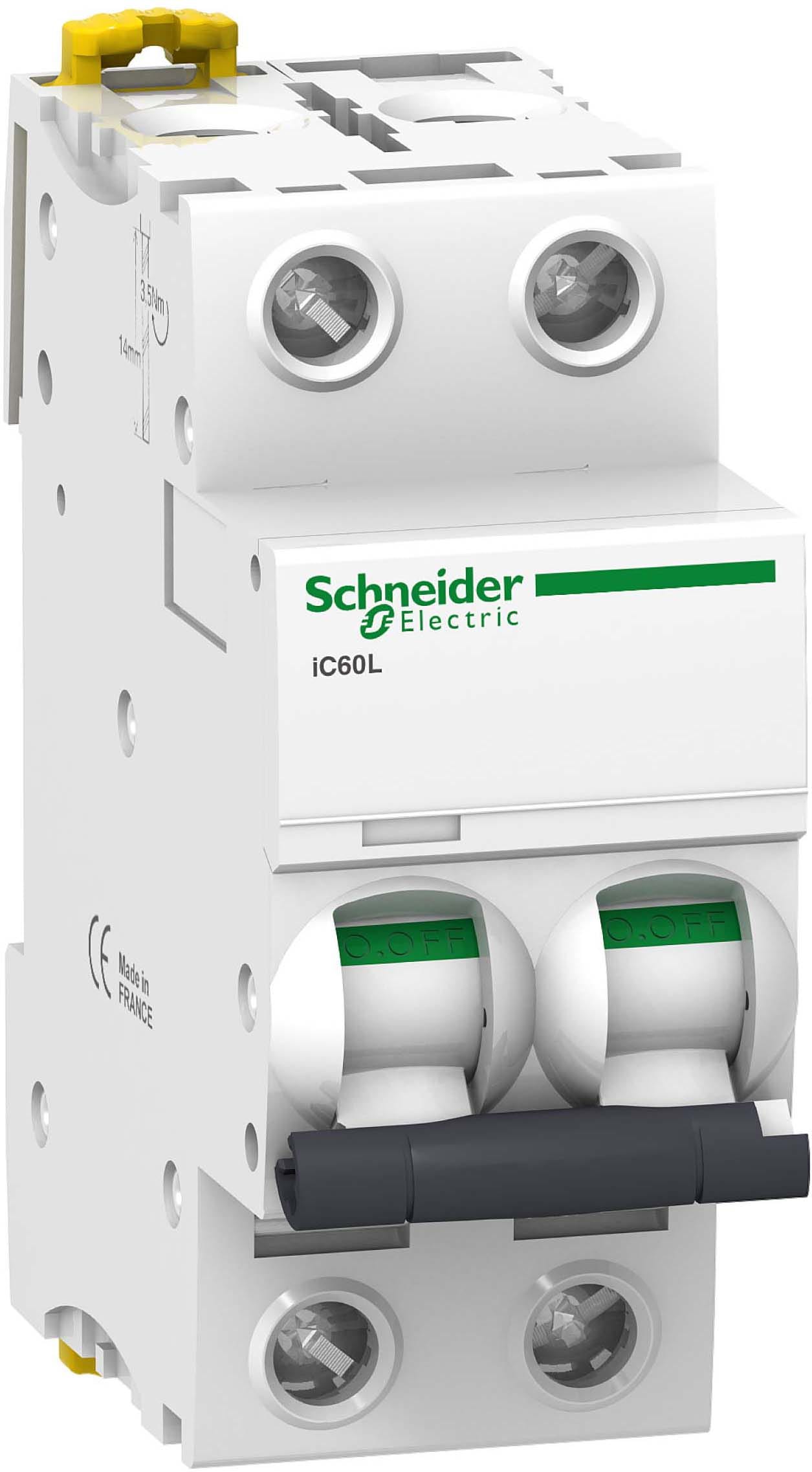 Schneider Electric - Acti9 iC60L - Disjoncteur - 2P - 10A - Courbe C - 400Vac - 15000A/25kA