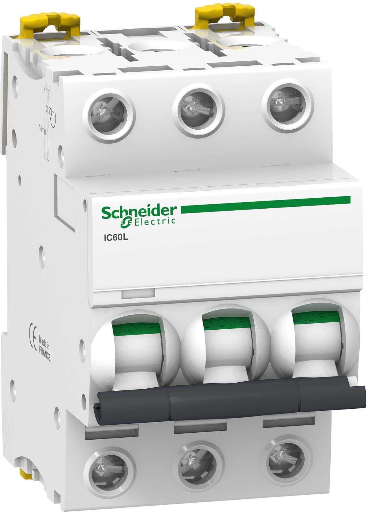 Schneider Electric - Acti9 iC60L - Disjoncteur - 3P - 10A - Courbe C - 400Vac - 15000A/25kA