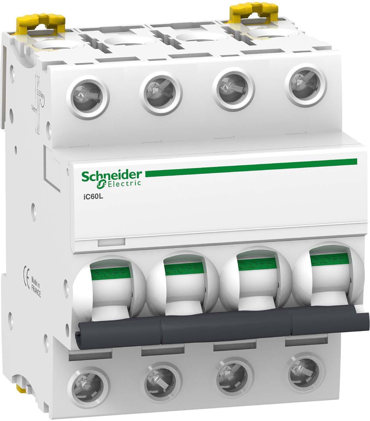 Schneider Electric - Acti9 iC60L - Disjoncteur - 4P - 16A - Courbe C - 400Vac - 15000A/25kA