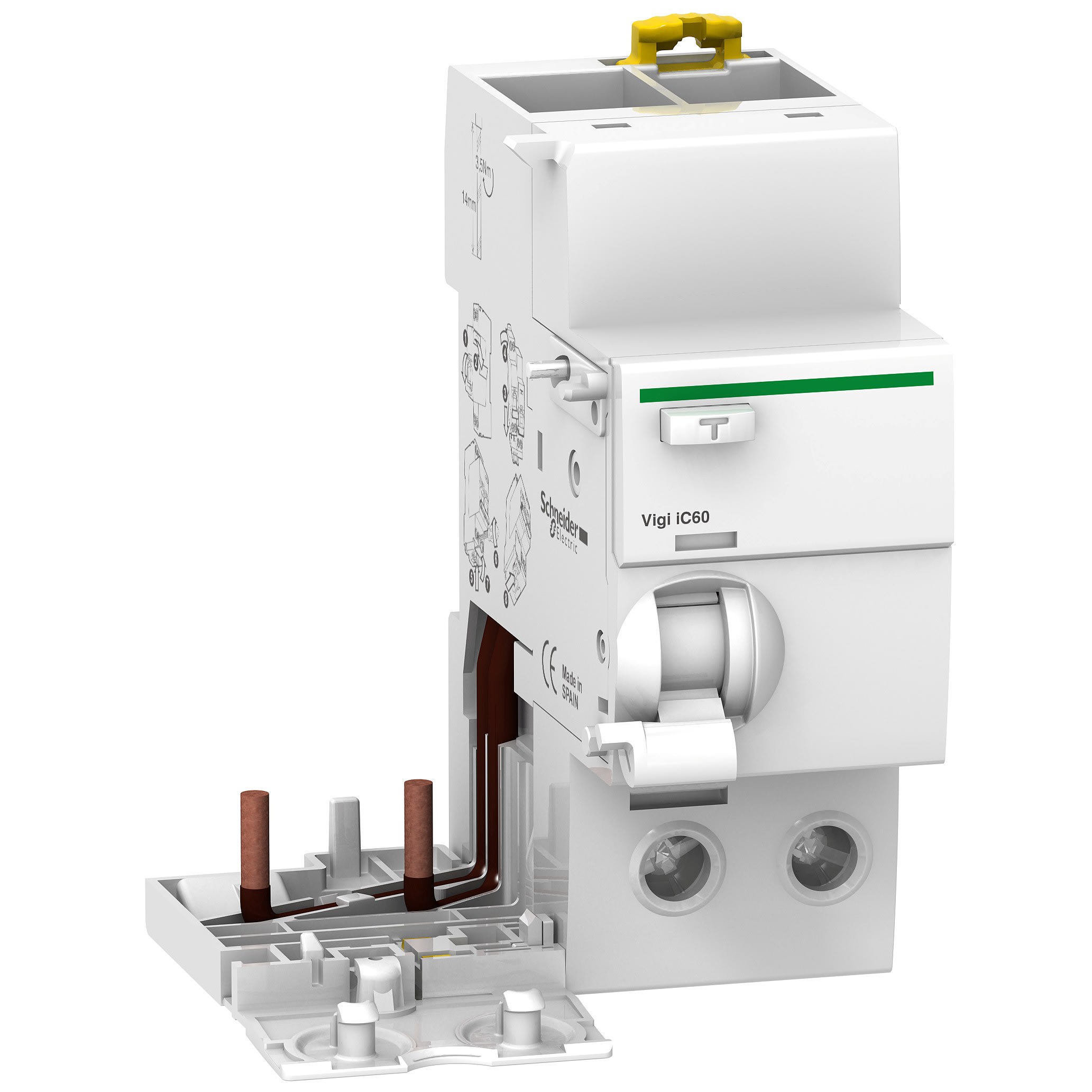 Schneider Electric - Acti9 Vigi iC60 - Bloc diff 230Vca (Ph-N) - 2P - 63A - 30mA - Type AC