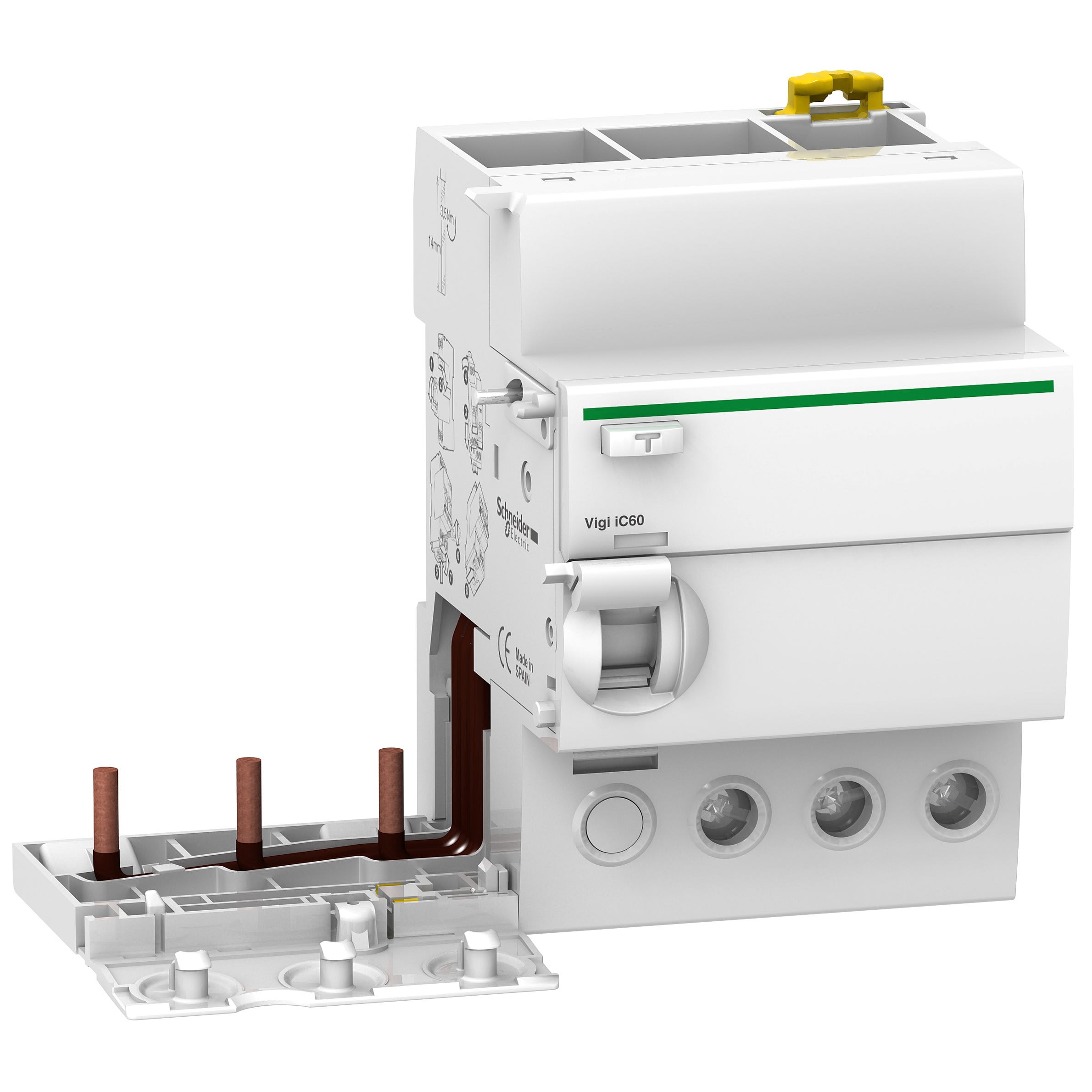 Schneider Electric - Acti9 Vigi iC60 - Bloc diff 230Vca (Ph/Ph) - 3P - 63A - 30mA - Type AC