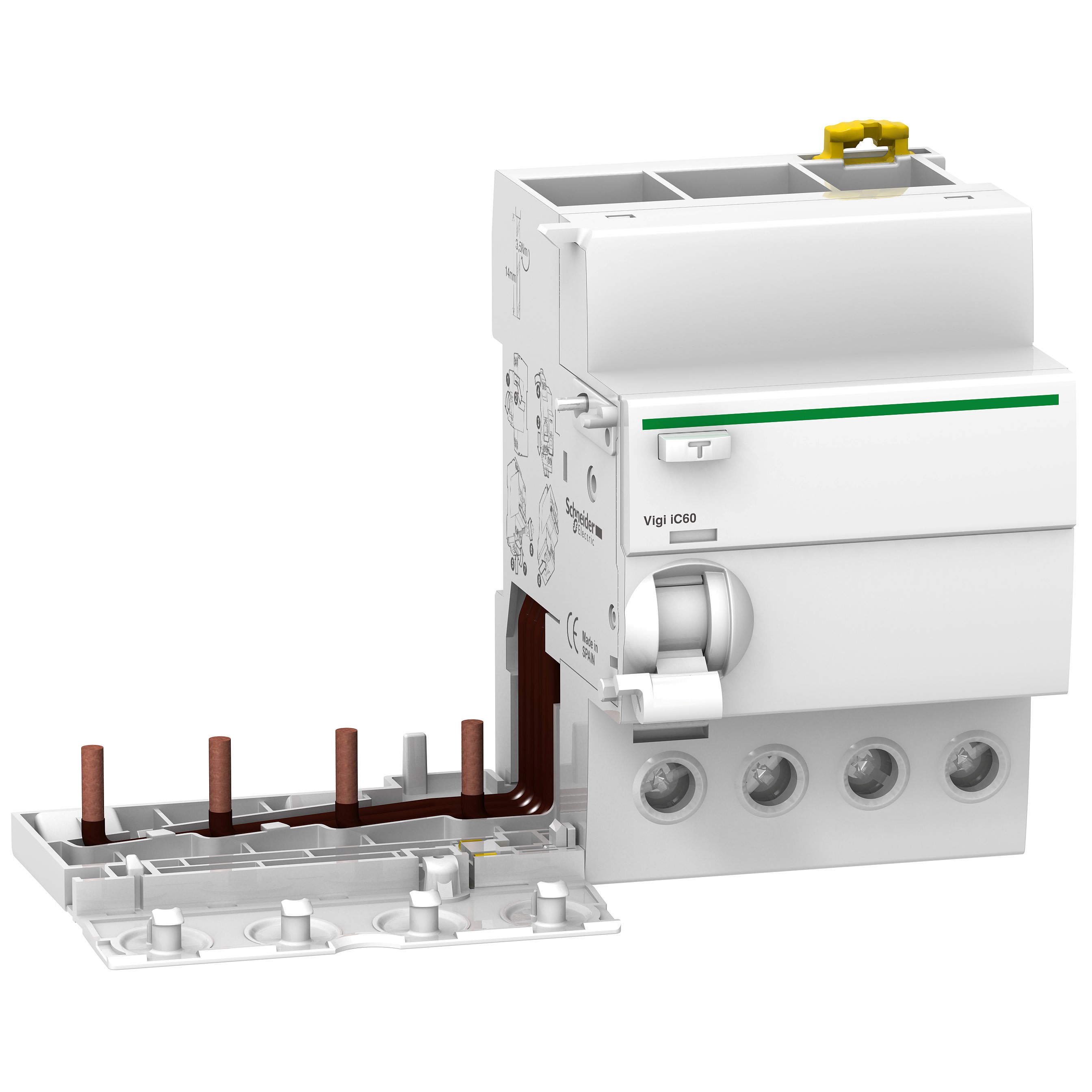 Schneider Electric - Acti9 Vigi iC60 - Bloc diff 400Vca (PH-Ph) - 4P - 63A - 30mA - Type AC